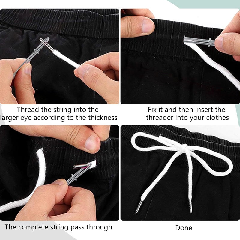 BOROLA 1Pcs 51 Inch Fashionable Durable Cotton Drawstring, Premium Hoodie, Sports Pants, Shorts Universal Drawstring Replacement (Black Flat Rope, Metal Head) - Image 3